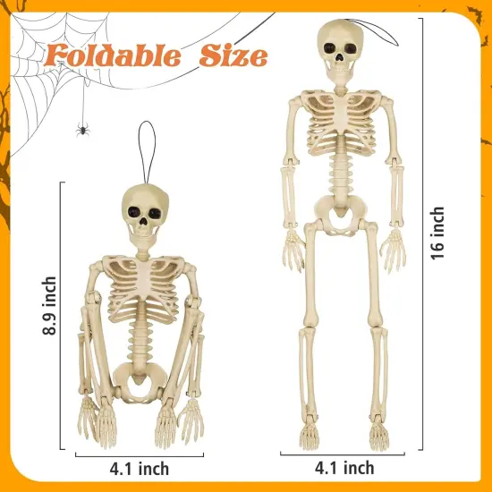 6 Packs Posable Halloween Skeleton, 16" Full Body Skeleton Decor {2}
