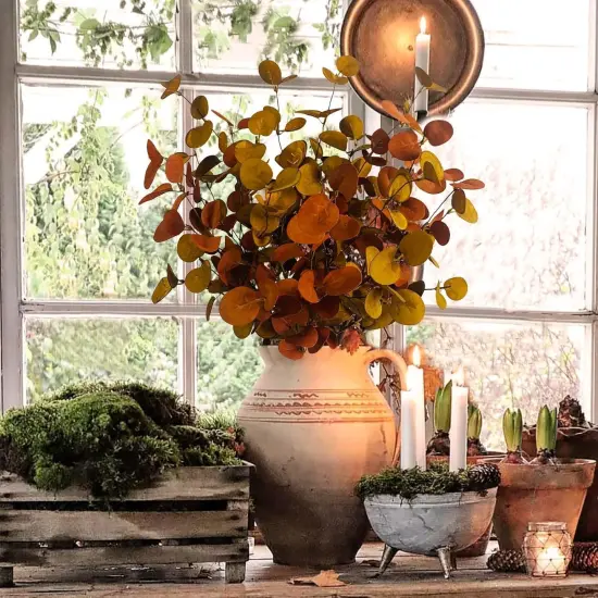 12 Pcs Artificial Fall Eucalyptus Stems {3}