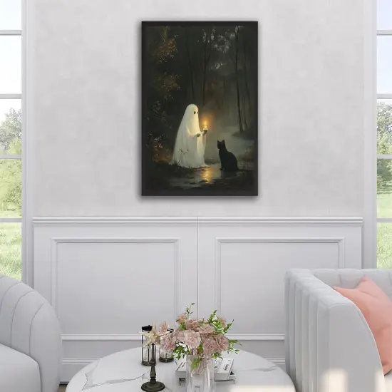 Halloween Vintage Cute Ghost Wall Art Poster - 8x10 Inches {3}
