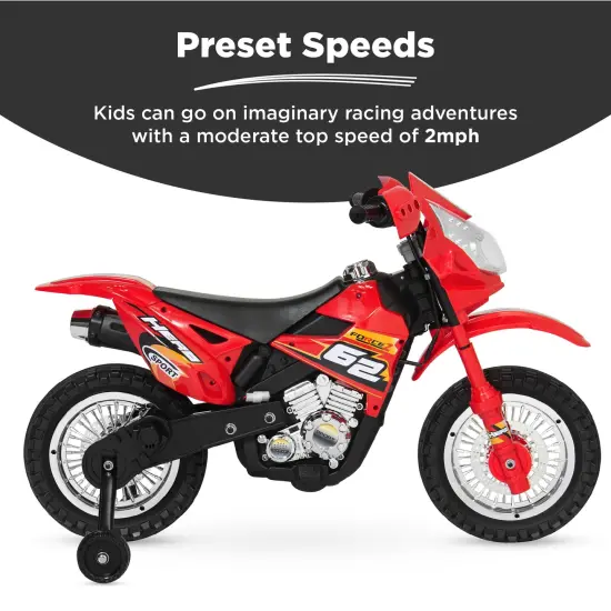 Best Choice Products 6V Kids Electric Battery Powered Ride On Motorcycle w/ Training Wheels, Lights, Music Red {3}