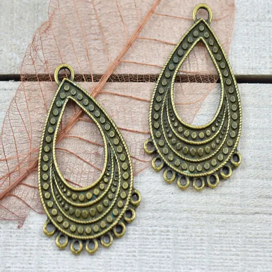 *10* 45x29mm Antique Bronze Teardrop Chandelier Hangers {4}