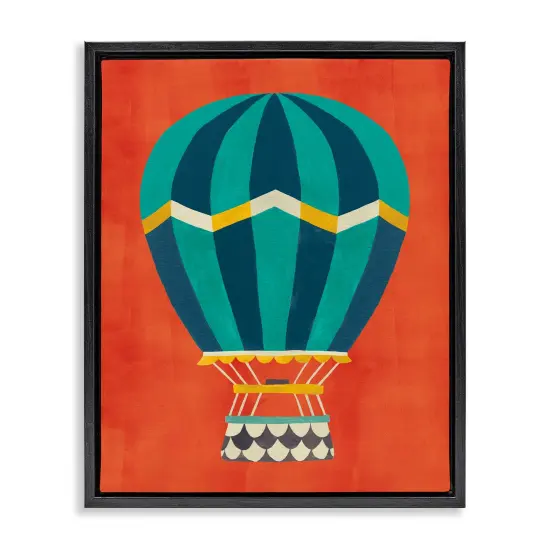 Stupell Industries Hot Air Balloon on Red Framed Floater Canvas Wall Art Design by Irene Chan {1}