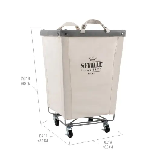 Seville Classics Heavy-Duty Rolling Laundry Hamper, 18.25" W x 18.25" D x 27.5" H Grey {9}