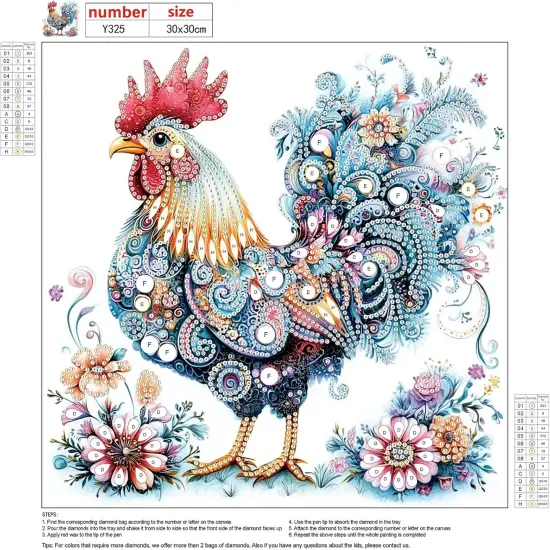 5D Rooster Special Shape Diamond Painting Kits for Adults {4}