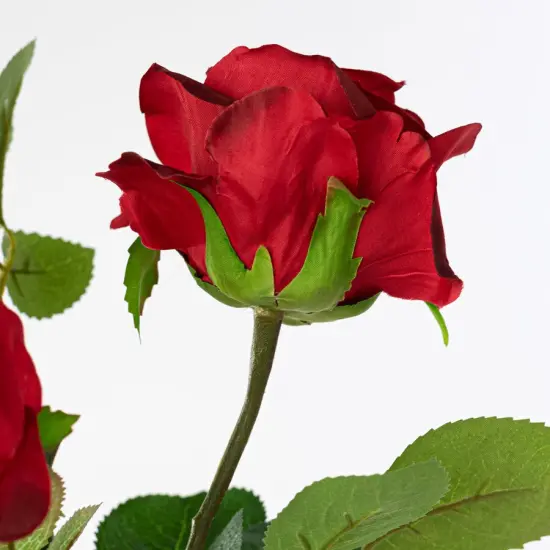 30" Red Rose Spray &ndash; Realistic Faux Floral Stem {3}