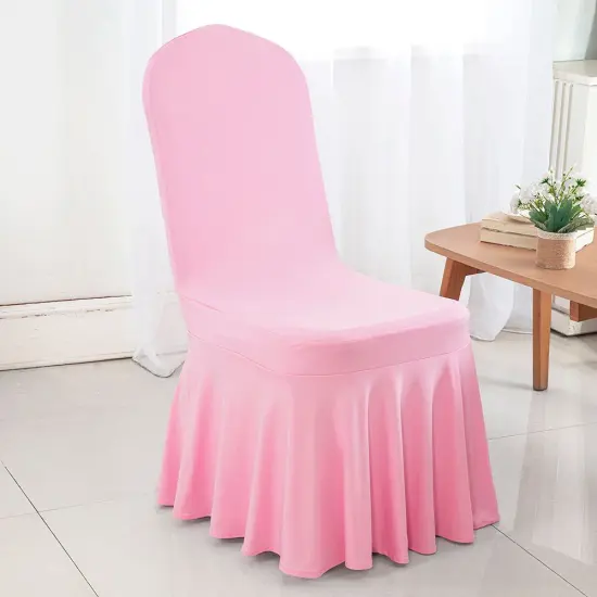 Spandex Banquet Skirt Chair Cover Pink Elegant Stretch Skirt Fit Durable Event Decor {2}