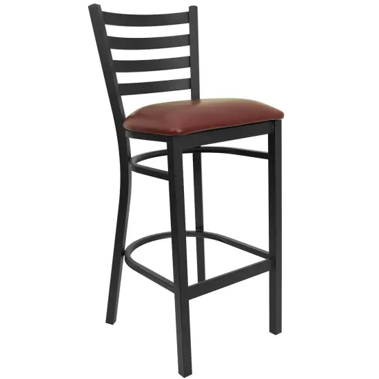 Emma and Oliver Ladder Back Metal Restaurant Dining Barstool BurgVyl/BlackMetal {2}