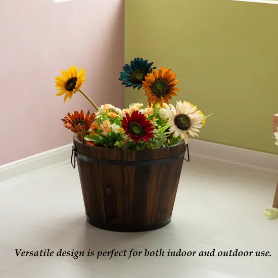 Wooden Whiskey Barrel Planters {2}