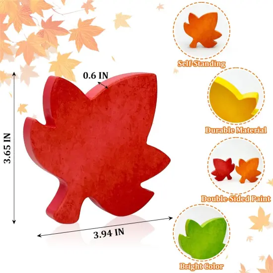 4 PCS Autumn Harvest Wooden Maple Leaves Table Decoration {3}
