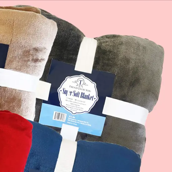 90x90" Solid Color Flannel Blanket Red, Coffee, Charcoal & Navy, 310g Single Layer {6}