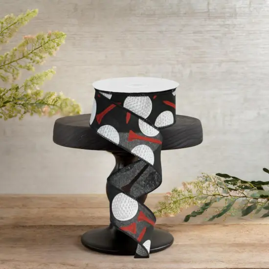 1.5" Royal Canvas Golf Balls & Tee Ribbon: Black (10 Yards) {2}