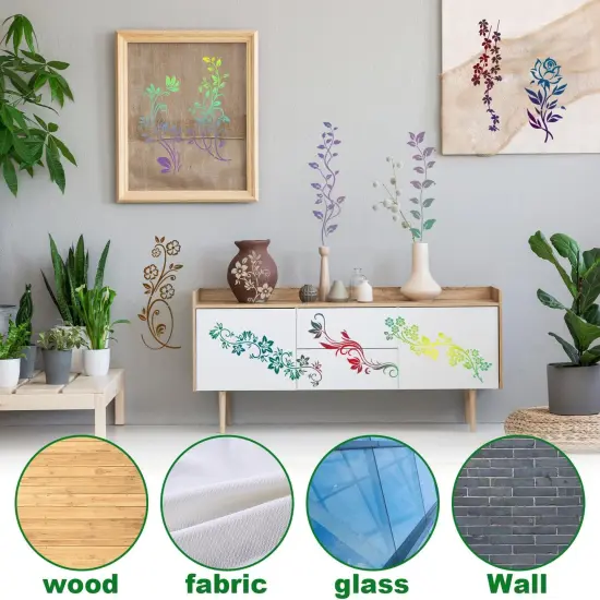12pcs Leaf Vine Stencils, Leaves & Flower Stencil {5}