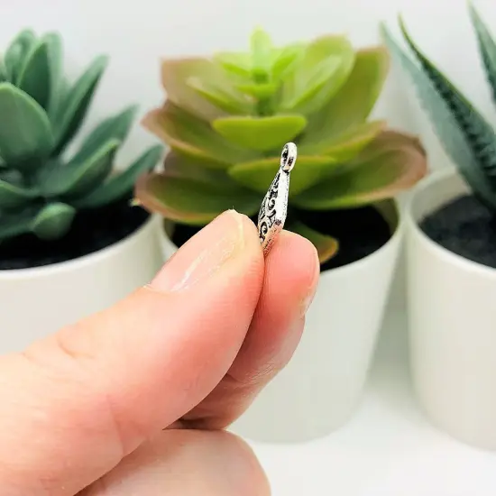 Silver Tribal Boho Ethnic Triangle Charms, 5x14mm {3}