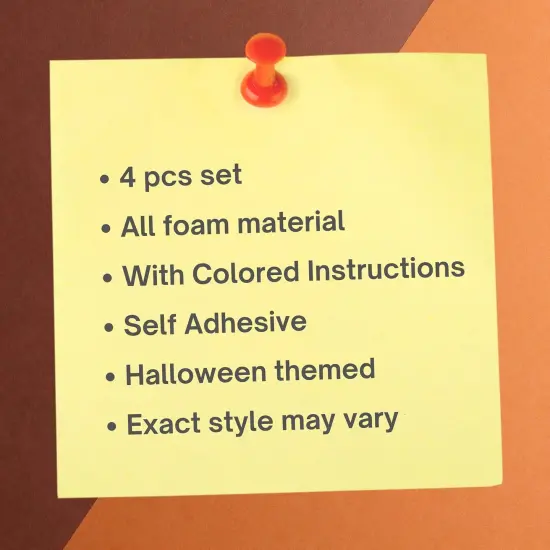 4E&rsquo;s Novelty Halloween Crafts for Kids &ndash; Makes 4 Projects: Picture Frame, Mask, Bookmark & Candy Corn Craft, Self-Adhesive Foam Stickers, Mess-Free Halloween Crafts for Kids Ages 3-12, Party Activity Kit {4}