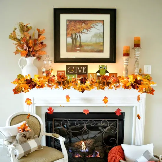 2 Pack Fall Maple Lighted Leaf Garland - 5.9Ft/Piece - 40 LED (Orange) {2}