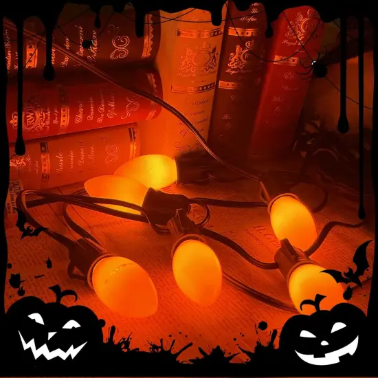 25FT Orange C9 LED Halloween Outdoor String Lights {5}