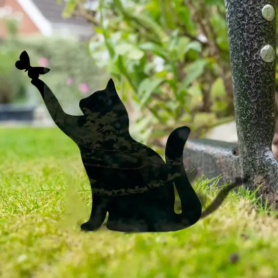 Metal Cat Stake Garden Decor, Yard Decoration Art for Lawn {2}