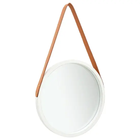 vidaXL Wall Mirror with Strap 15.7" White {1}