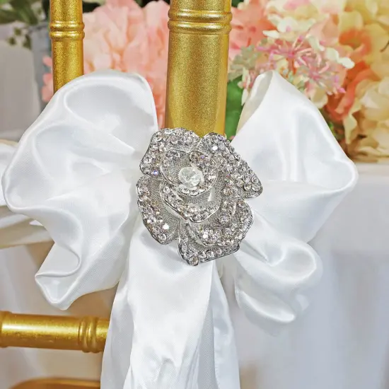 Rose Rhinestone Chair Sash Buckle Silver Metal Accent 2 Inch Width {2}