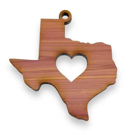 Texas with Heart - Cedar Ornament {5}