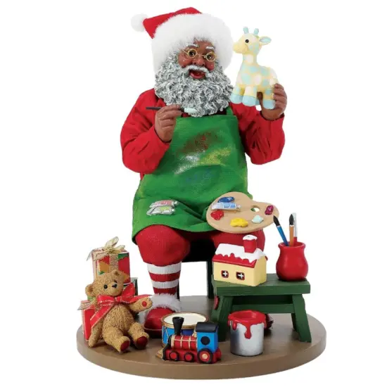9" African American Santa Claus Workshop &ndash; Festive Christmas Decoration {1}