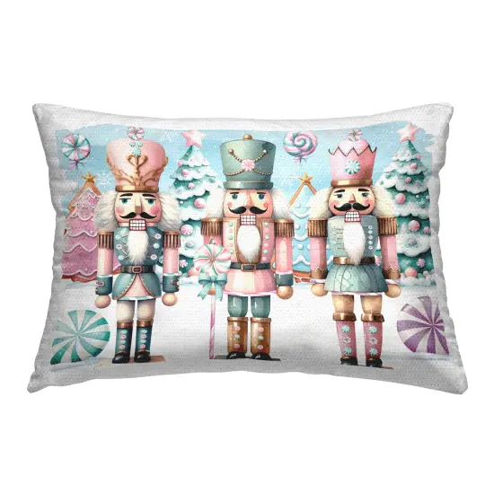 Nutcrackers & Pastel Scenery Design by Nicole DeCamp Outdoor Printed Pillow  {1}