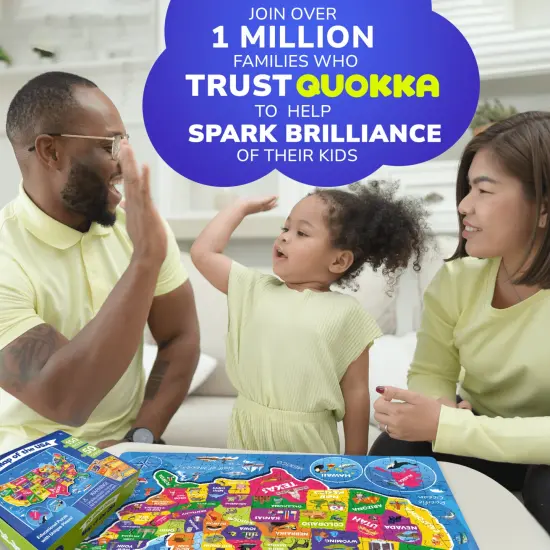 QUOKKA Puzzles for Kids Ages 8-10 - 150 Pcs Jigsaw Puzzles for 6-8 Year Olds - 400+ Facts on 50 Double-Sided Flashcards | Learn USA | Education Activity Gift - Shaped Puzzles for Toddlers 4-6 {5}