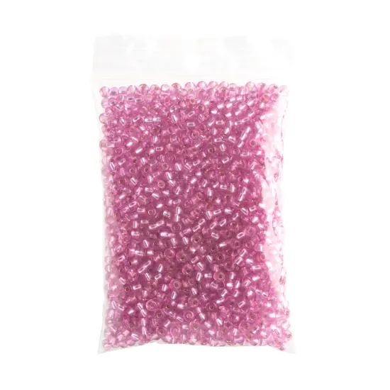 John Bead 6/0 Silver Lined Czech Glass Seed Beads, 100g Dyed Mauve {4}