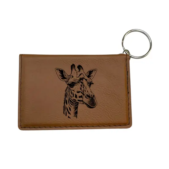 Keychain ID Holder Wallet - Giraffe - Leather Black/Gold {4}
