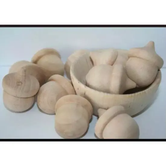 Kitcheniva 25 Pcs Natural Wooden Acorns Waldorf Fall Decor DIY {4}