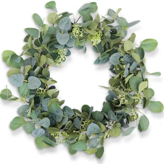 Eucalyptus Wreaths for Front Door 20", Handmade Green Leaves Wreath {1}