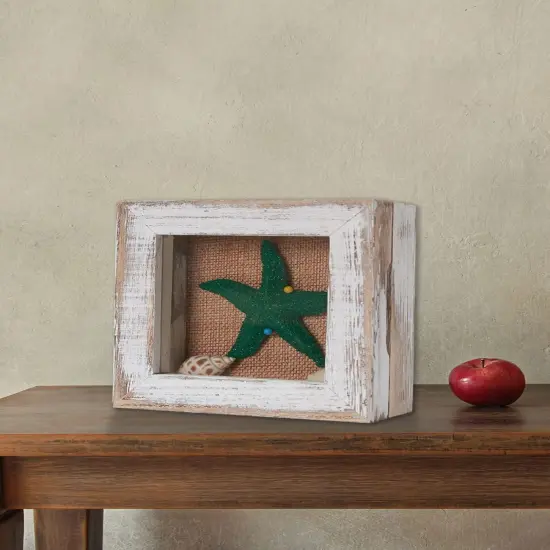 Tiny Shadow Box, Square Display Size 3x3 Shadow Box Frame with Glass, Small Shadow Box Display Case with Door for Shells Taxidermy Keepsake Photos Tickets Coins-Vintage White {4}