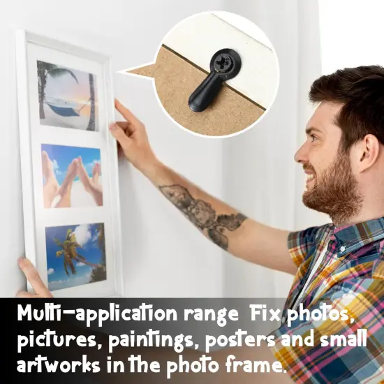 Shappy Picture Frame 100 PC Photo Frame Turn Button Fasteners with 100 Pieces Screws Picture Hardware Backing Clips Framing Parts for Hanging Posters Drawing Crafts, Black {2}