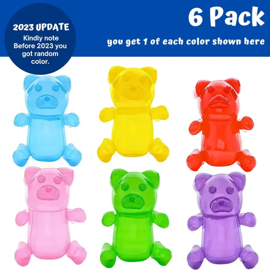 4E's Novelty 6 Pack Inflatable Gummy Bears - 12'' Large Fun Gummy Bear Party Decorations, Colorful Gummy Bear Decor, Perfect Gummy Bear Party Favors {3}
