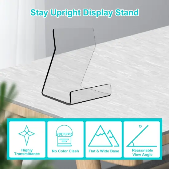 Acylic Upright Display Stand, 6PC 4 Inch Clear Display Holder Easel Base Picture Frame for Home Office School Store to Display Book, Vinyl Record, Album, LP Cover, Artworks, CDs {3}