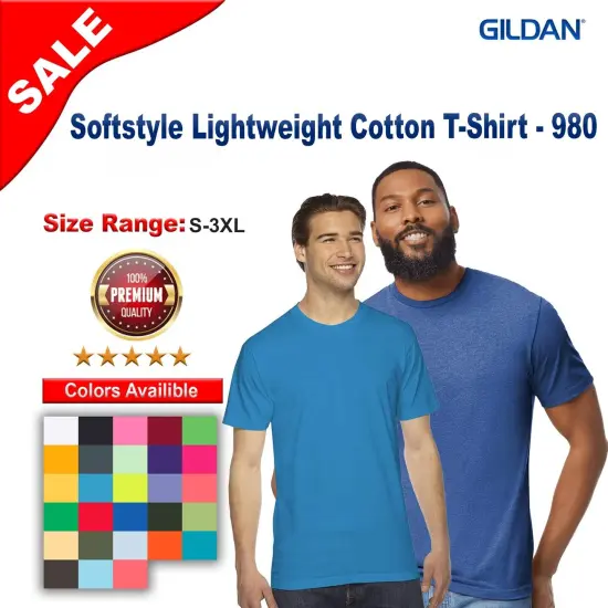 Gildan&reg; Softstyle Lightweight Short Sleeve Crewneck Cotton T-Shirt Navy {3}