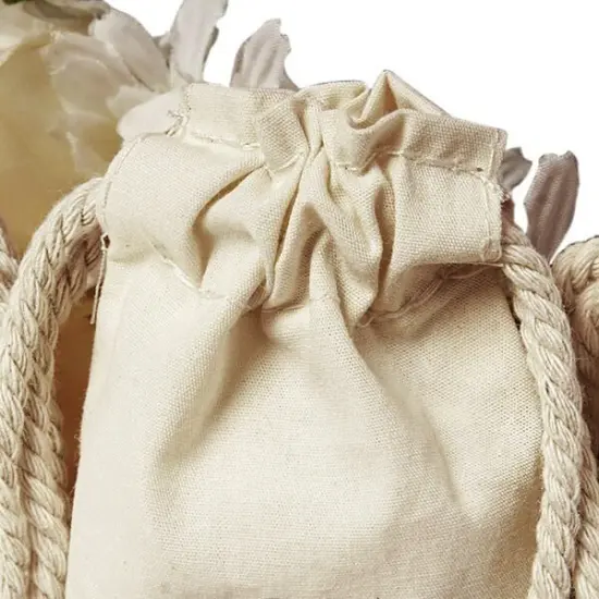 Spacious Botanical Embroidered Cotton Muslin Pouch 4" x 6" {6}