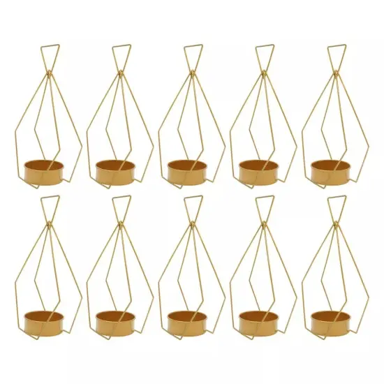 10pcs Gold Metal Diamond Shape Flower Vases Tabletop Wedding Centerpieces Stand {3}