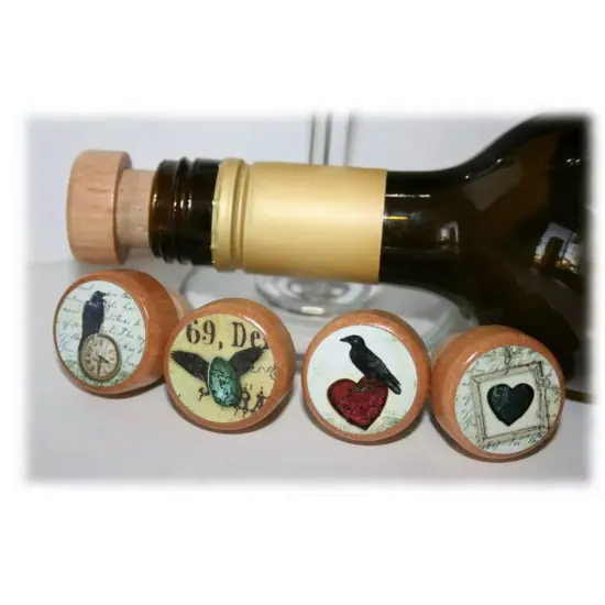 Kitcheniva 1 Pc Raven Wine Stoppers Wine lover Wood Stopper Bird Crow {3}