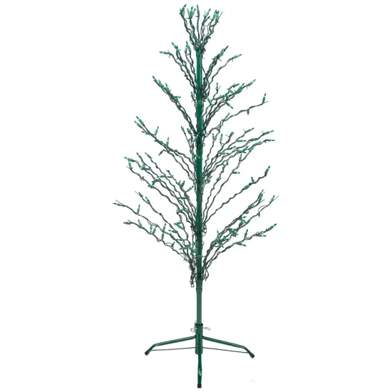 Northlight 4' Pre-Lit Green Slim Profile Cascade Twig Christmas Tree - Green Lights {5}
