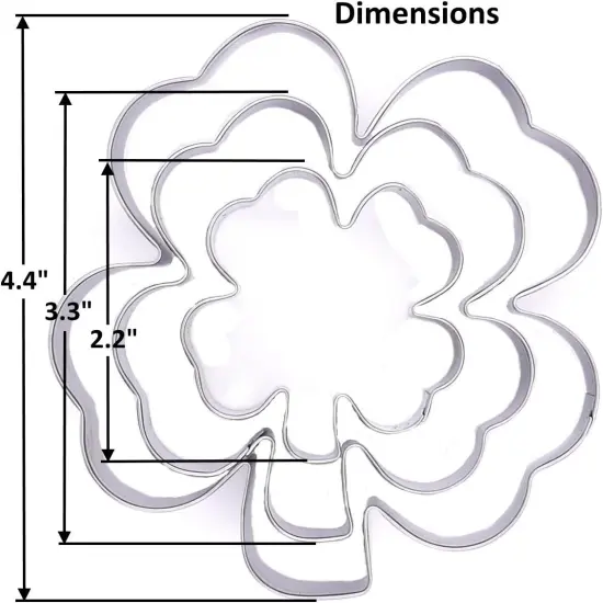 St Patrick's Day Clover Cookie Cutter Set 3 Piece Stainless Steel Shamrock {4}