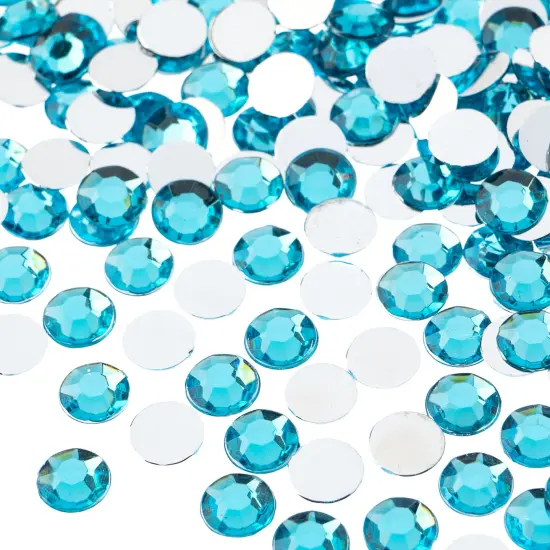 John Bead 8mm (SS39) Round Acrylic Flat Back Rhinestones, 1000pcs Aqua {1}