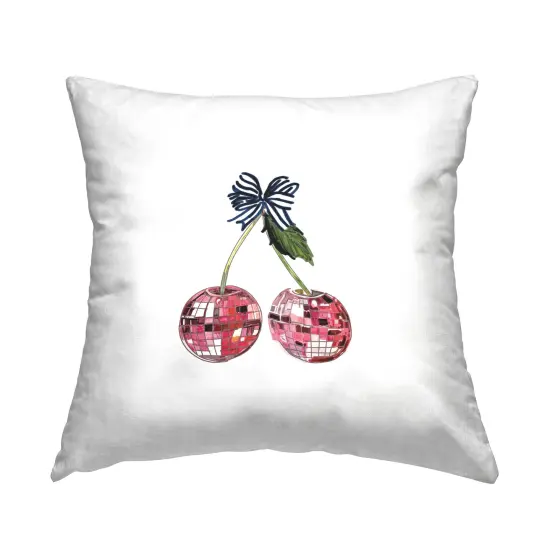 Cherry with Ribbon Design by Amelia Noyes Throw Pillow  {1}