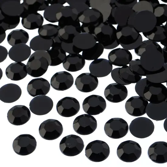 John Bead 10mm (SS45) Round Acrylic Flat Back Rhinestones, 500pcs Black {1}