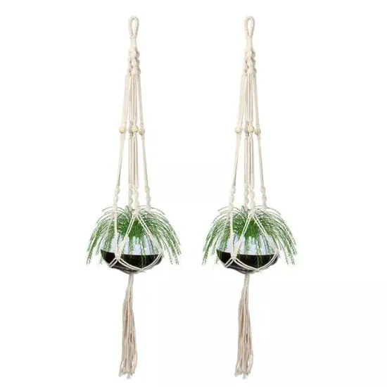 2Pack Garden Plant Hanger Macrame Hanging Planter Basket Rope Pot Holder Decor {1}