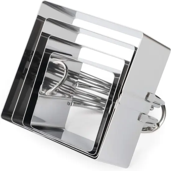 4-Piece Square Biscuit Cutter Set - Stainless Steel with Handle {3}