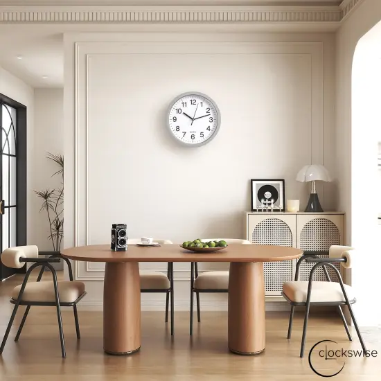 Wall Mounted Plastic Clock with Hidden Storage Door - Secret Interior Compartment, Hidden Safe for Storing Valuables Silver {4}