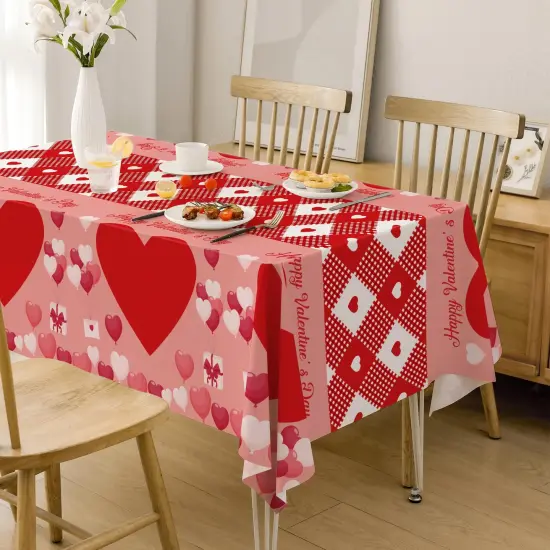 OHOME 2 Pack Valentines Day Decorations - Valentines Decor - Disposable Plastic Valentines Tablecloth | Valentine Decorations Indoor - Valentines Party Decorations Favors | Valentines Backdrop Banner {4}