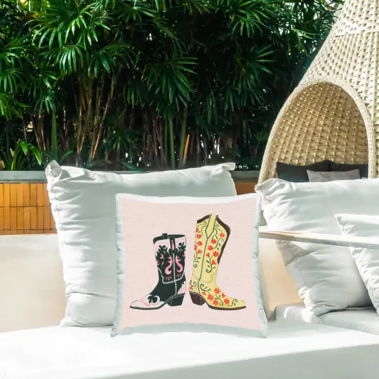 Floral Cowgirl Fashion Design by Grace Popp Outdoor Printed Pillow  {2}