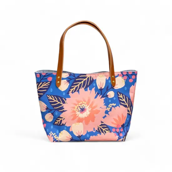 Crosscut Sewing Co.&reg; Market Tote Bag Sewing Project Kit for Beginners with Fabric, Instructions and Video Dahlia blue {2}